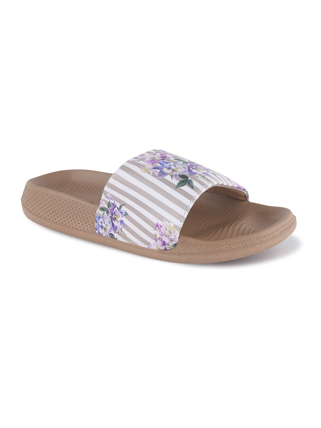walk & walker Women Slides (Beige, White , 4)