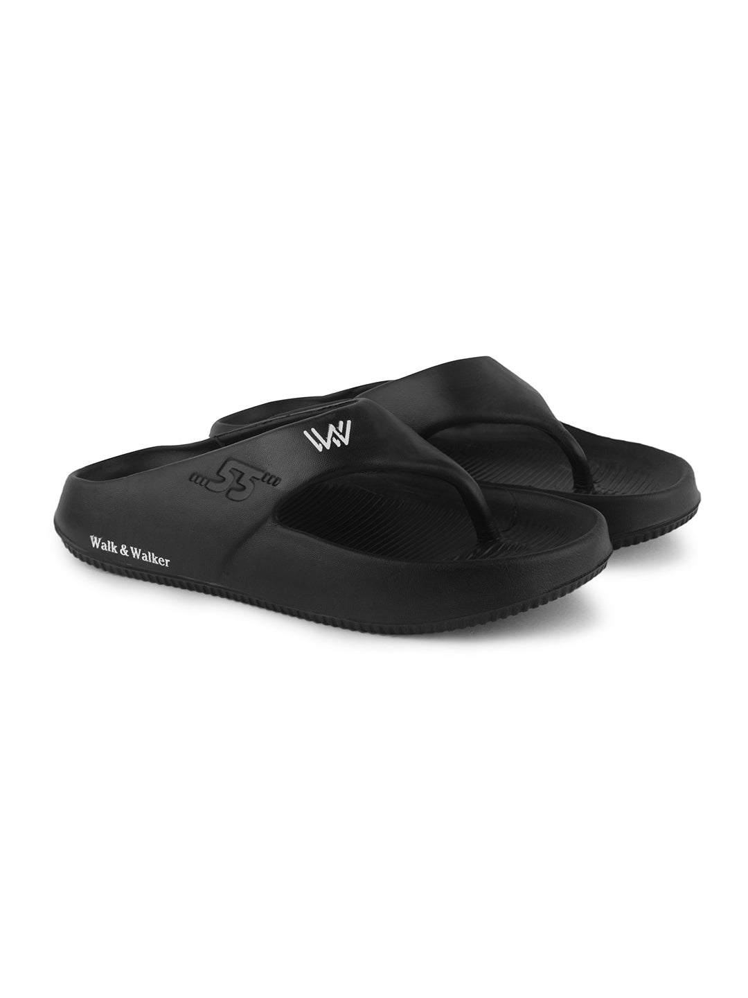 walk & walker Men Slippers (Black , 8)