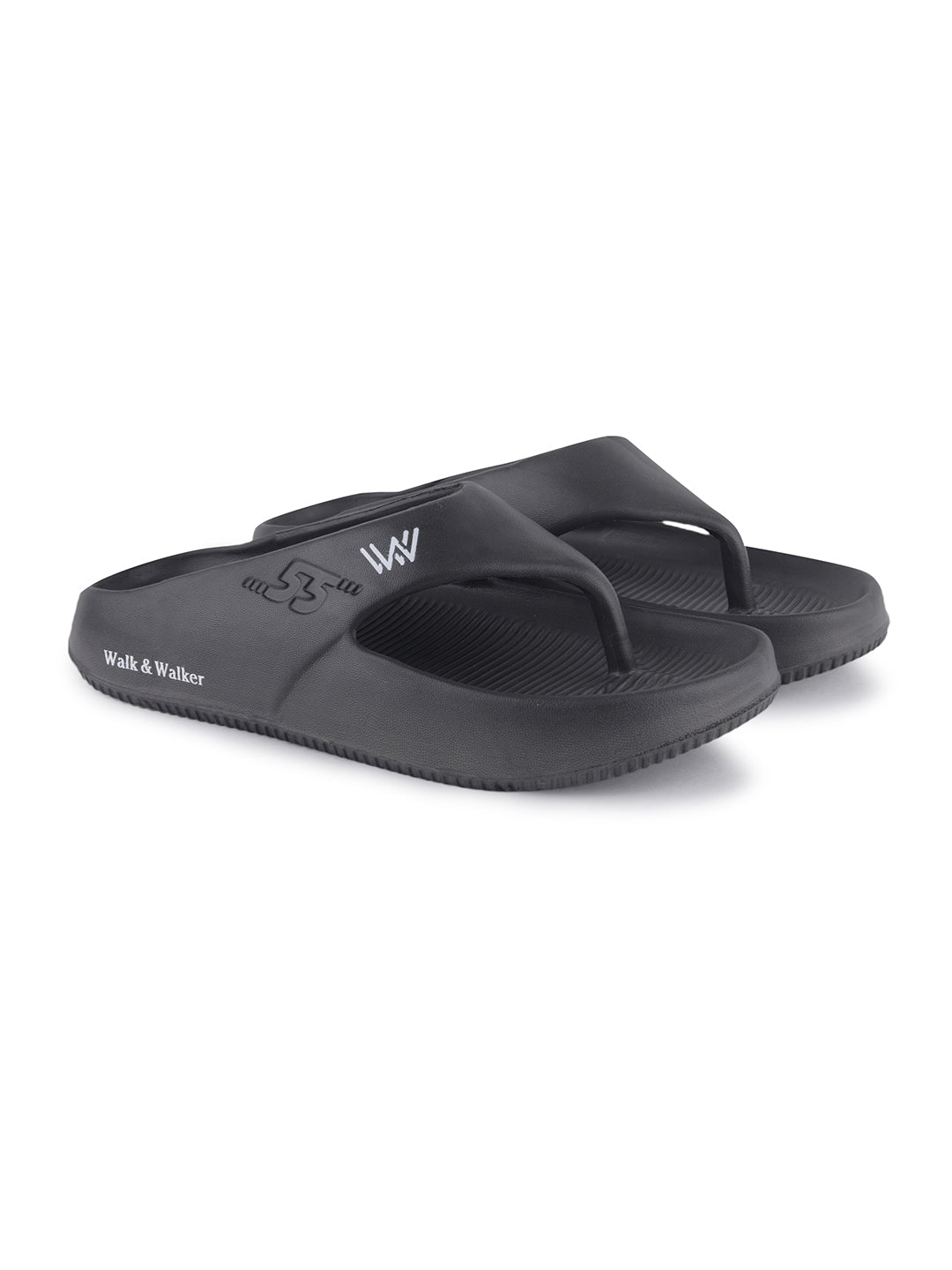 walk & walker Men Slippers (Black , 7)