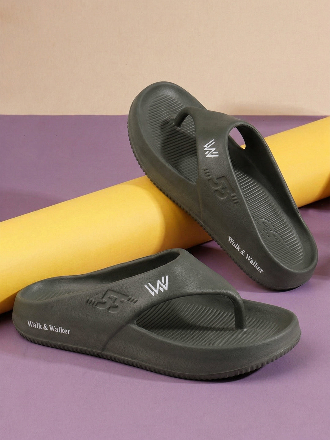 walk & walker Men Slippers (Olive , 8)