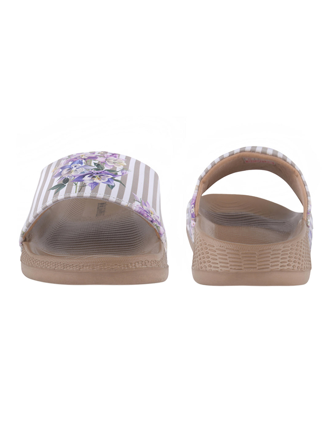 walk & walker Women Slides (Beige, White , 4)