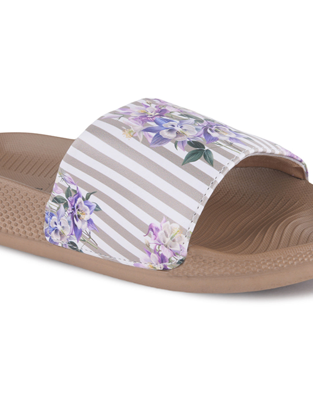 walk & walker Women Slides (Beige, White , 6)