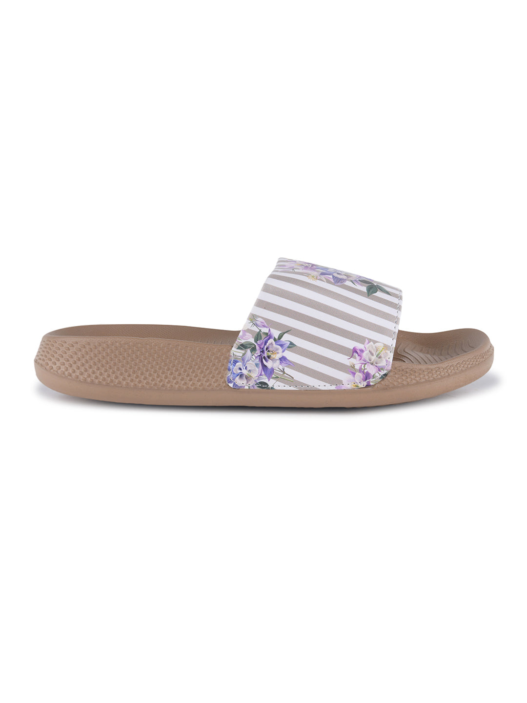 walk & walker Women Slides (Beige, White , 6)