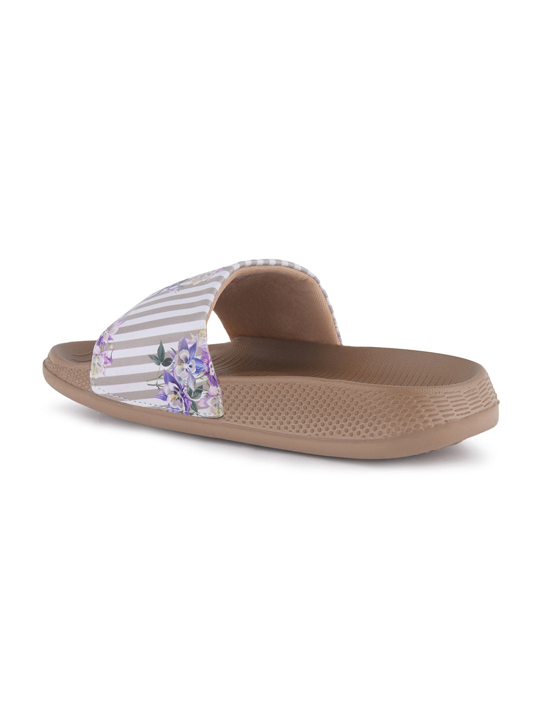 walk & walker Women Slides (Beige, White , 6)